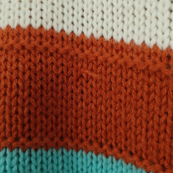 Boutique Scoop Neck Sweater Striped Aqua Orange and Cream Women's Small - Picture 7 of 9